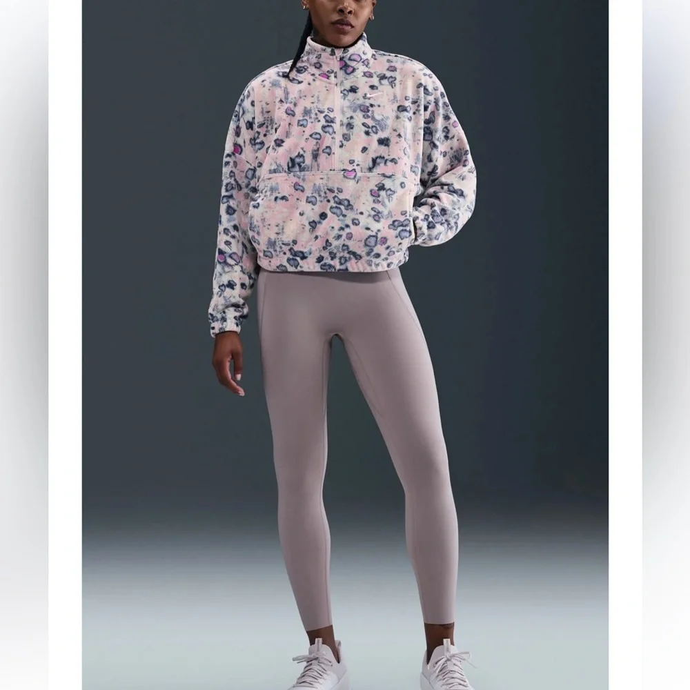 Nike Polar Fleece Half - Zip Pullover in Blue and Pink, Mock Neck, Cropped, XS